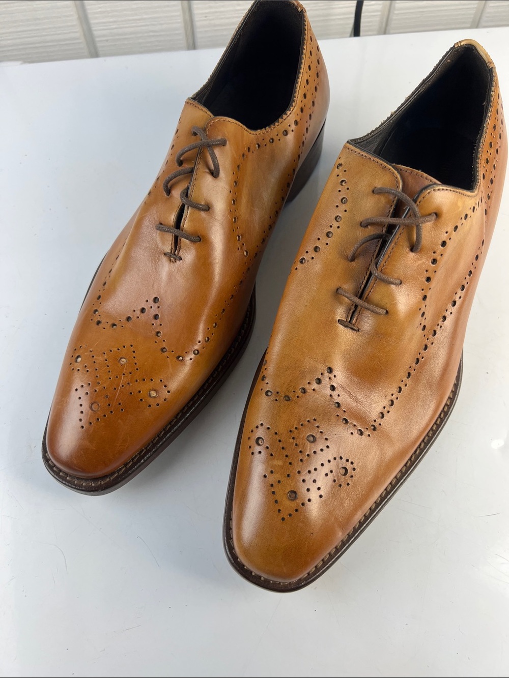 Johnston & Murphy Men's Tan Leather Wingtip Oxfords
